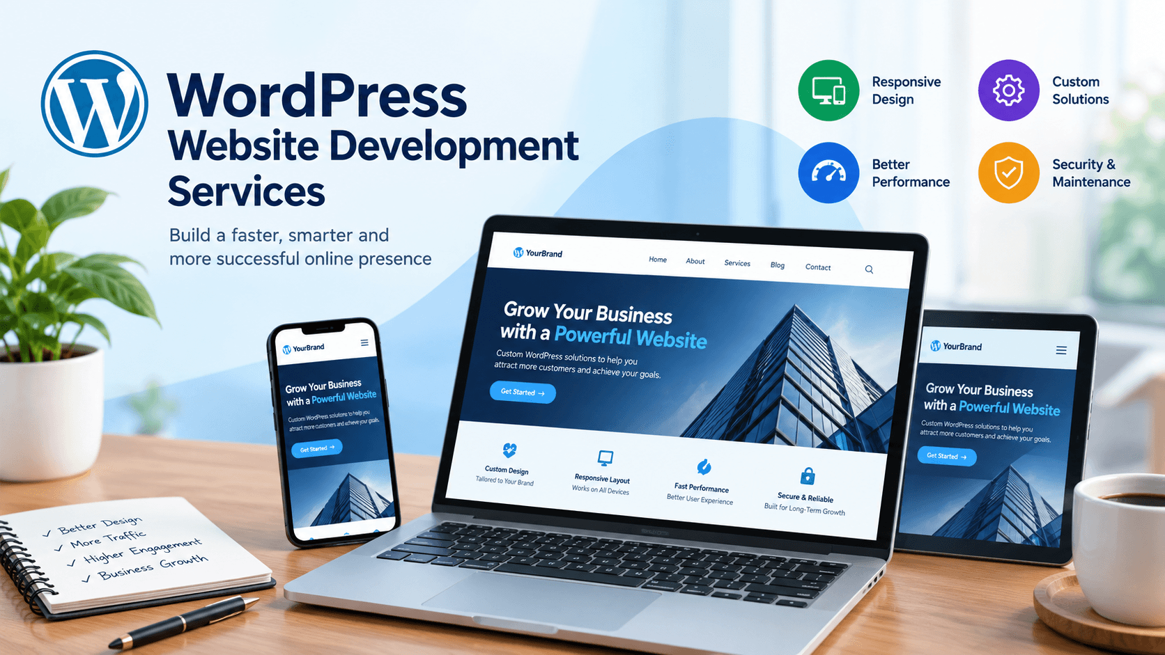 WordPress website development services for responsive business websites